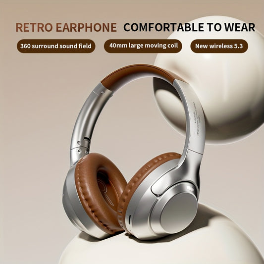 New Retro Style Wireless Headphones, Comfortable Foldable Headphones, Suitable for Tablets/Tvs/Mobile Phones/Birthday/Travel Gifts. Wireless Headphones with Foldable Soundproof Headphones, Comfortable Leather And Wireless Headphones for Matching