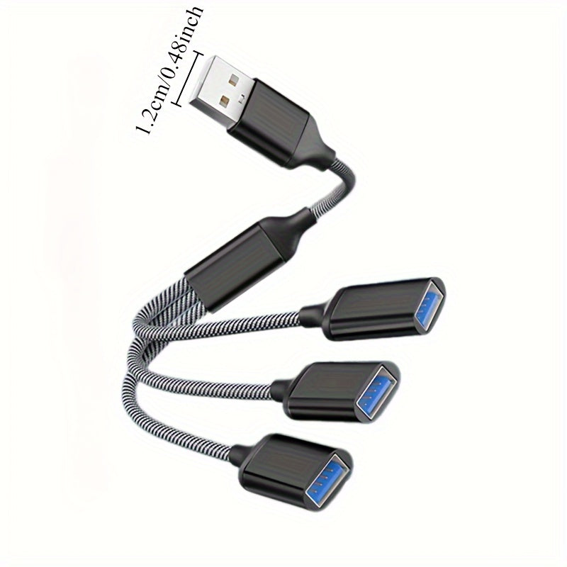 A Device That Expands USB Connectivity With 3 Female Ports And 1 Male Port, Allowing For Multiple USB Connections.