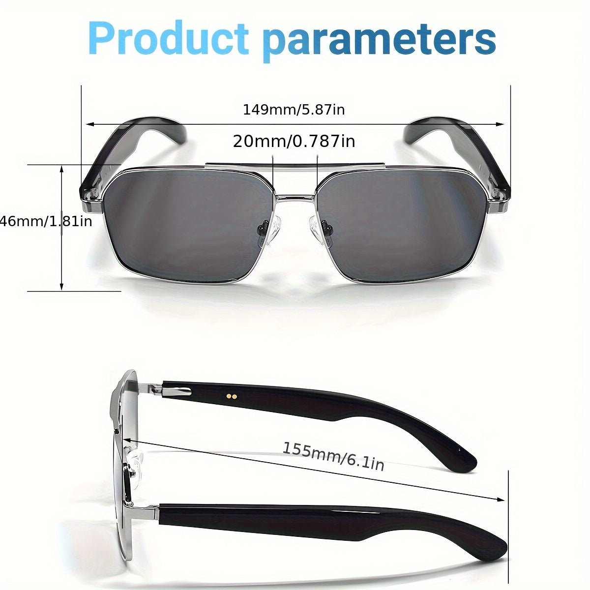 COIUSOR Smart Wireless Calls Glasses, AI Translation Smart Glasses, with Headphone HIFI Sound, Smart Music Glasses, Wireless Calls, Music Playback, Touch Control, Music, Calls, Driving, Gift for Friend - for men and women, Versatile Eyewear