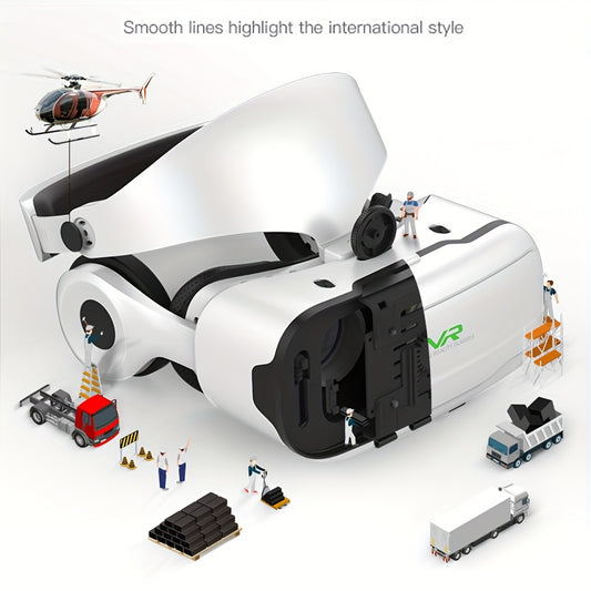 SHINECON VR Headset with Adjustable Headband, 120° Ultra-Wide Viewing Angle, Breathable Cooling Mask, Multi-Function Buttons & Adsorption Cooling Cover - Compatible with 11.43-16.51 cm Phones, Wireless Connectivity, Virtual Reality Headset, Comfortable D