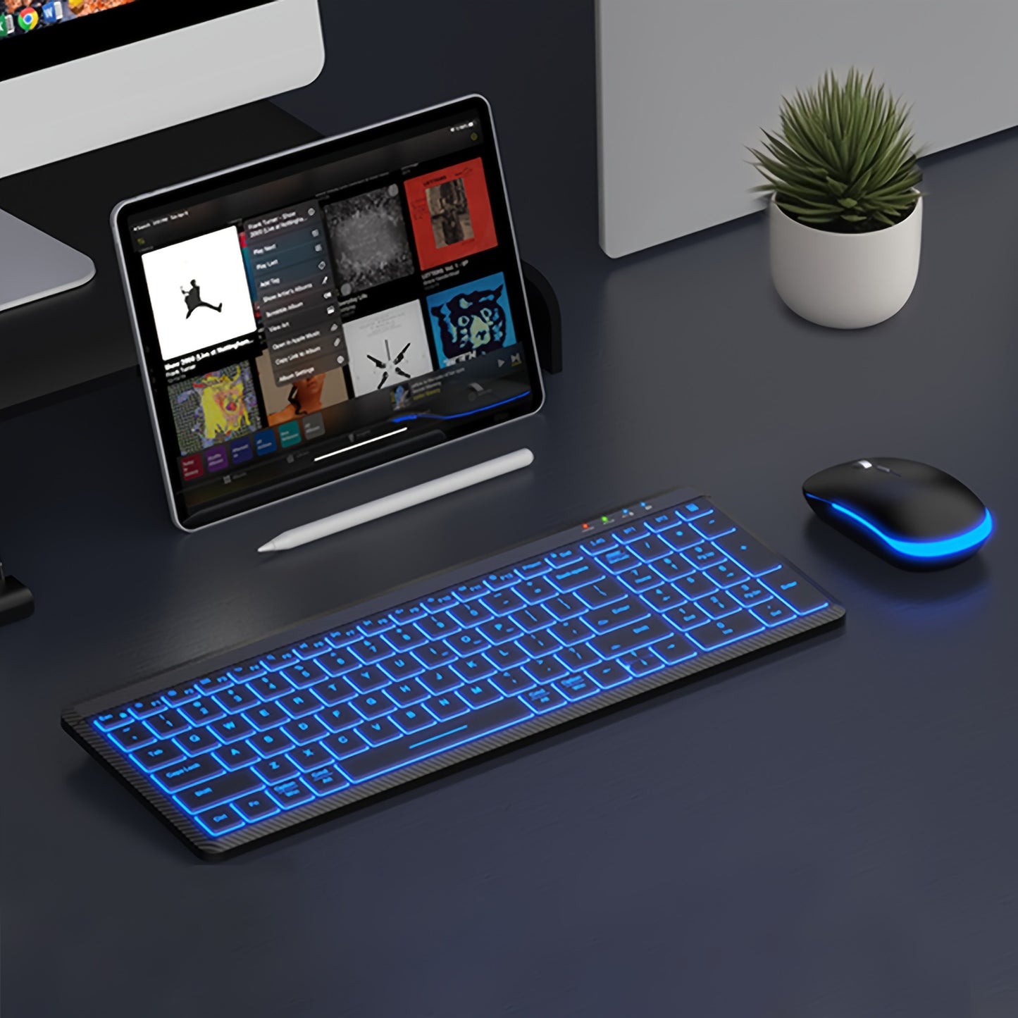 Wireless Wireless Mouse Keyboard Combo, Tri-Mode 7 Backlights RGB Backlit, Rechargable Mouse Adjustable DPI, Low Noise, Portable Keyboard Set for Computer Laptop Notebook