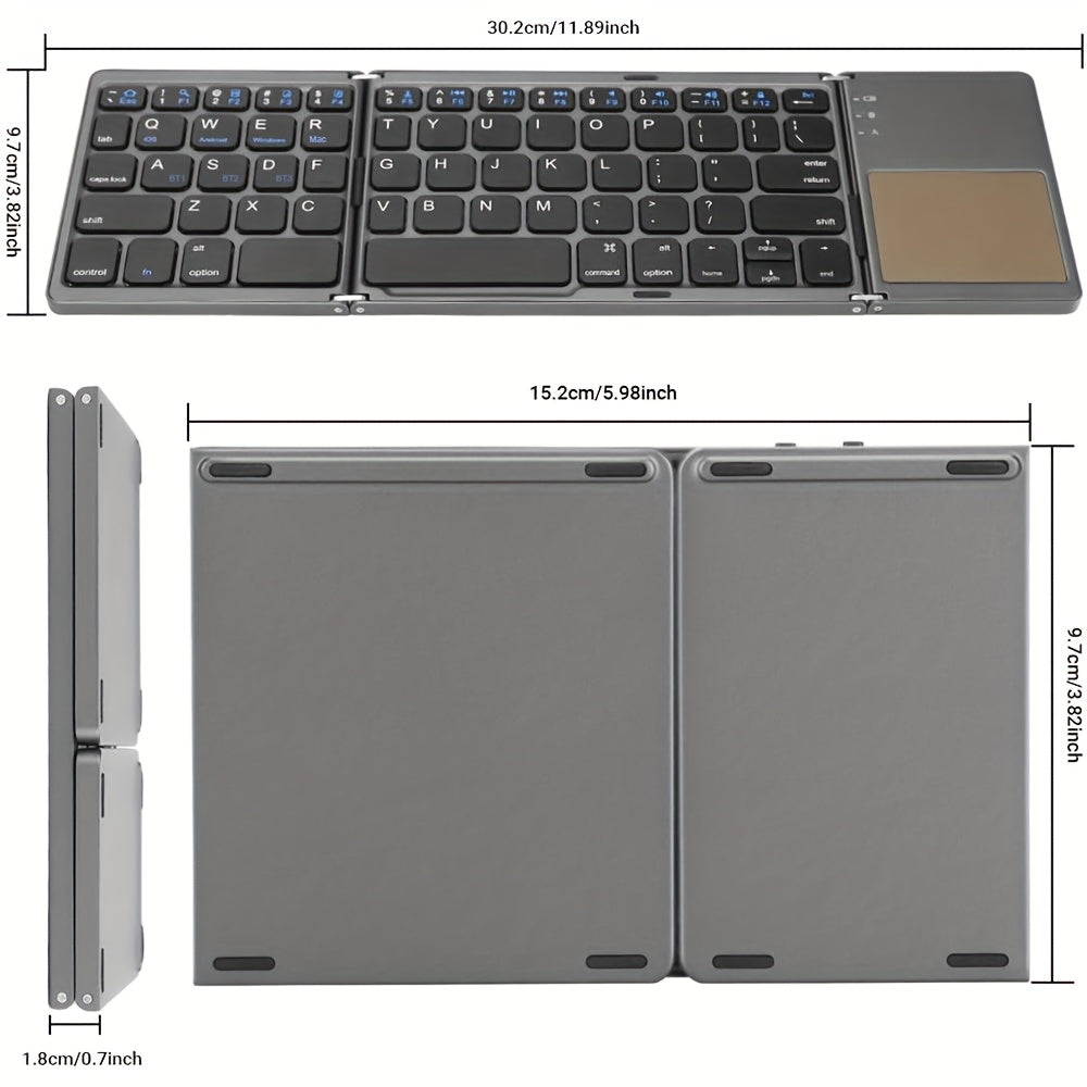 1pc Foldable Wireless Keyboard, With Touchpad, Portable And Rechargeable, Compatible With Android And Windows