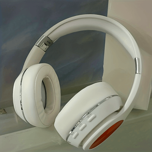 High-End Over-Ear Wireless Headphones with Metal Folding Design, Surround Sound, Wireless, TF Card/Radio Modes, USB-C Charging, Ergonomic Comfort for Sports, Gaming & Running - Blue & Golden