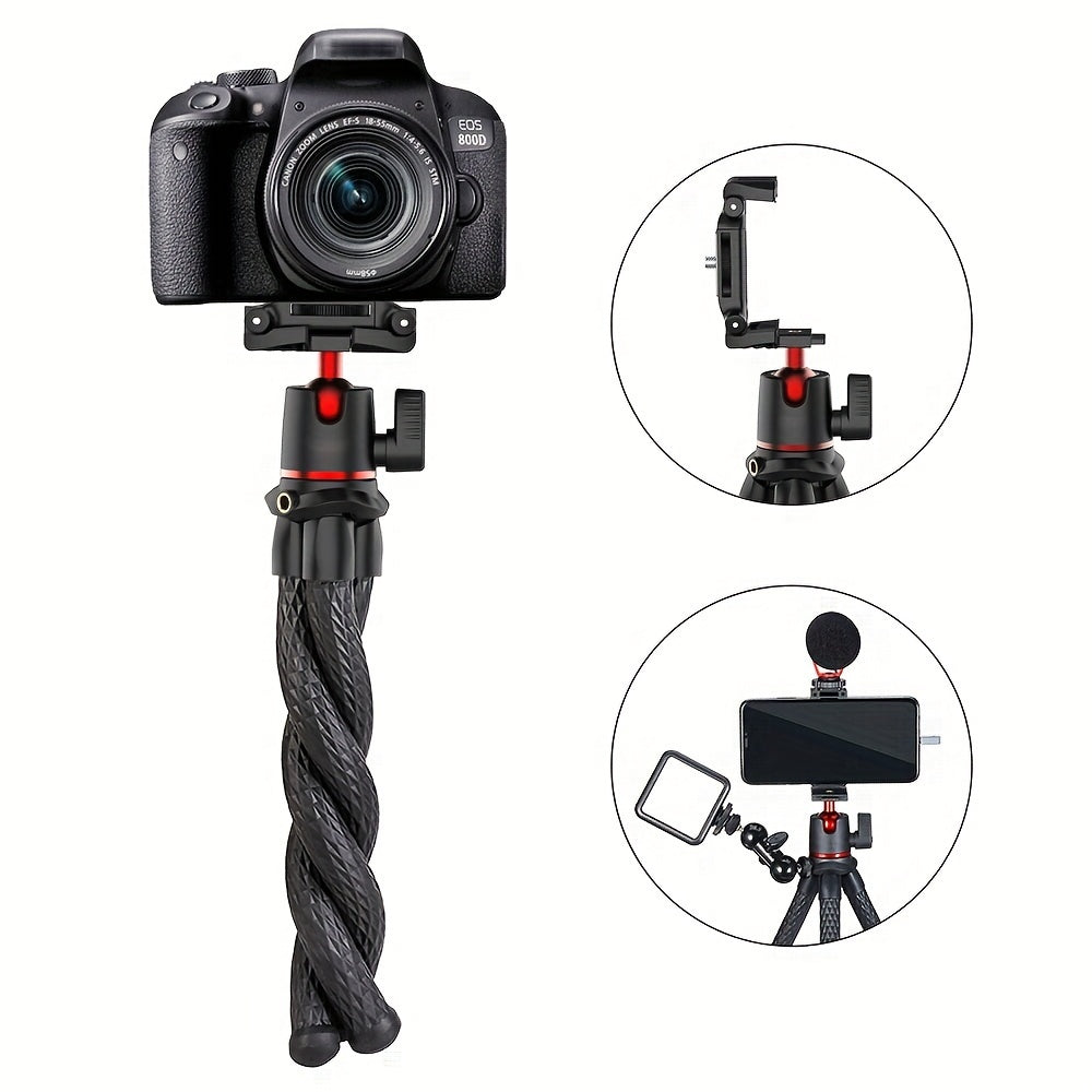 ULANZI Mini Flexible Tripod, Compact Stand Featuring a Concealed Phone Holder with Cold Shoe Mount, 1/4'' Screw Compatible with Magic Arm, Universal for Iphone 16 15 14 Pro Max XS Max X 8 Samsung Canon Nikon Sony Cameras