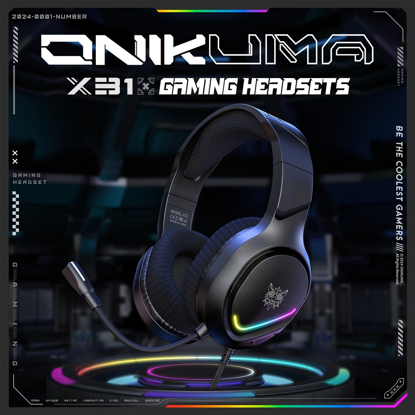ONIKUMA X31 Best-Selling Gaming Headset with Microphone, 360° Flexible Design, 3.5mm Audio Cable, Stereo Sound, Noise-Canceling Closed-Back Ear Cups – Perfect for PC Gaming & Esports, Ideal Gift in Black