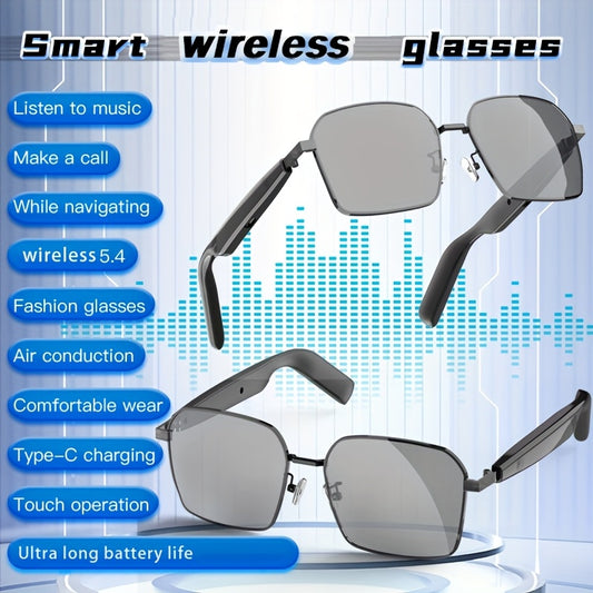 SG-12 Smart Wireless Glasses with Wireless, Touch Control, Built-in Mic/SPD, Anti-Glare, Type-C Charging - Compatible with iPhone/Android for Running, Cycling, Gaming, Driving - Ideal Gift for Smartphone Users, Cycling Accessories, Modern Eyewear, Comfor