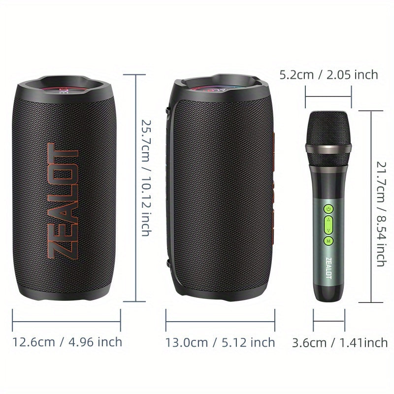 ZEALOT S76 50W Portable Karaoke Wireless Speaker, Featuring RGB Lights, Plays for Up to 8 Hours, Compatible with SD Cards/Usb Drives/Aux Playback, Supports Smartphones/Tablets/Tvs/Computers, Professional Karaoke Speaker, Suitable for Home Theaters/Outdoo