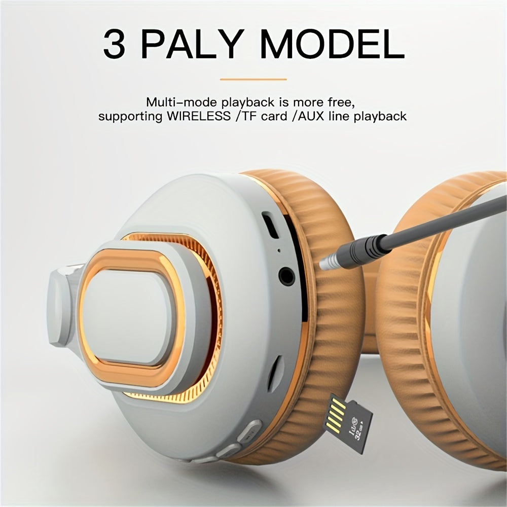 H7 Wireless Head-Mounted Light Headphones, Hifi Heavy Bass Headphones, Mobile Portable Outdoor Sports Headphones, Wireless Transmission, Multi-Function Headphones Support Wireless Connection, TF Card Playback, Hands-Free Calling, Strong Bass, Soft Earmuf