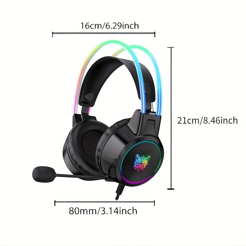 ONIKUMA Double-Head Beam Noise Cancelling Microphone Durable Stereo Surround Gaming Headphones RGB
