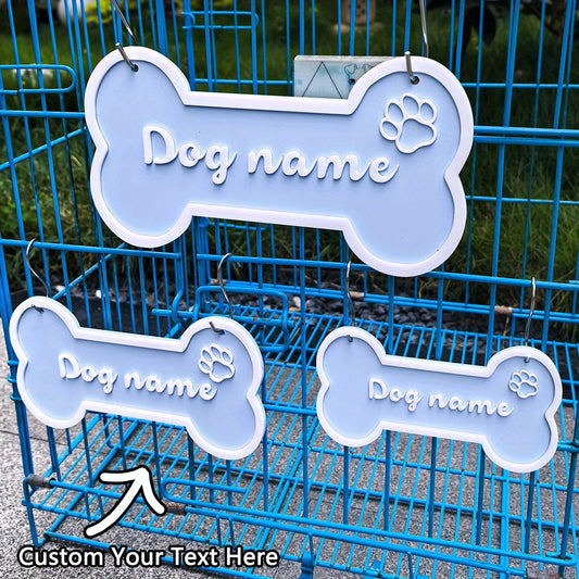Customizable Acrylic Dog Name Sign - Personalized Blue Bone-Shaped Pet Tag with Paw Print Design, Ideal for Dog Crate or Kennel, Perfect Gift for Family and Friends, Pet Tag Decor|Personalized Pet Tag|Durable Acrylic Sign, Dog Accessories
