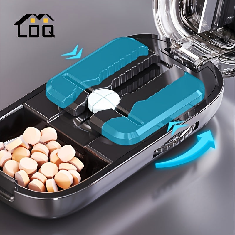 LDQ Pill Cutter and Divider, Portable Medication Dispenser, Accurate Tablets Splitter, One-to-Two, Convenient Pill Case Organizer with Easy-to-Use Design, Plastic Material