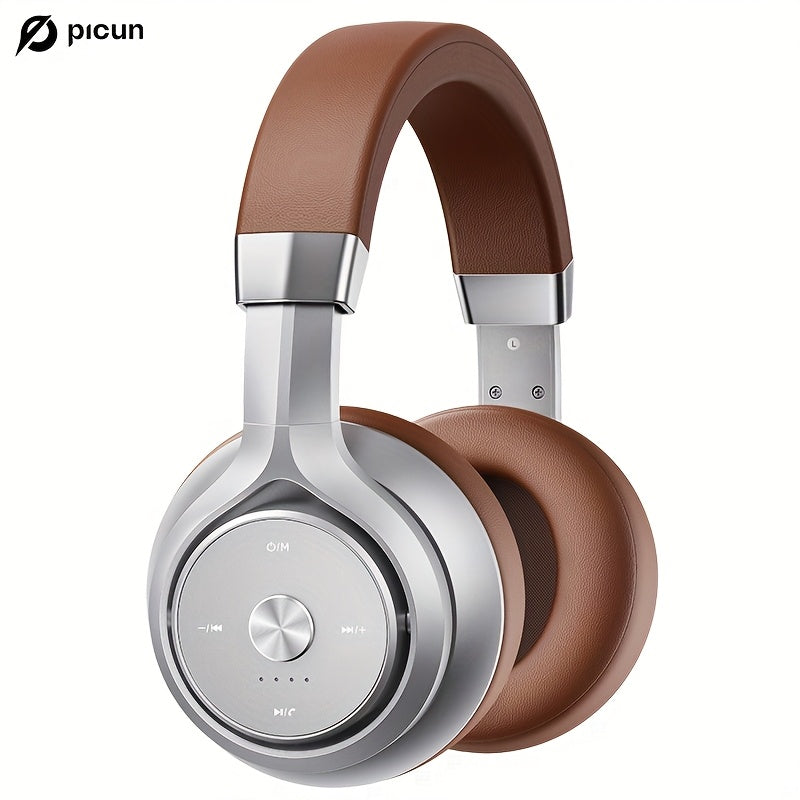 PICUN P28X Wireless Headphones with 35-Hour Battery, Built-In Power Display, Double Diaphragm & Rotating Design, Low Latency for Travel/Fitness, 3.5mm Jack, Type-C Charging, Plastic Material, Closed-Ear Design, for Smartphone, Fitness Headphones, Sleek H