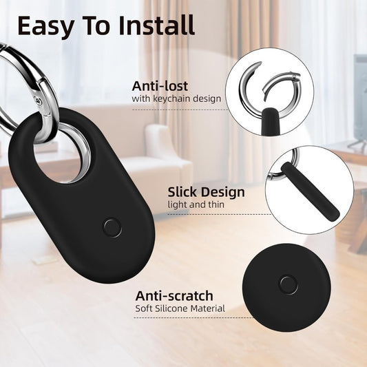 4pcs Galaxy SmartTag2 Phone Case with Keychain, Silicone Scratch-Resistant Portable Locator Case with Key Ring, Galaxy SmartTag 2 Pendant Case