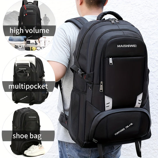 2 Models Available, 60L 80L Men'S Travel Backpack with Shoe Compartment, Large Capacity Carry-On Bag Compliant with Airline Regulations, Durable Oxford Fabric Shoulder Bag