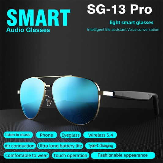 SG-13 Smart Wireless Glasses with Headphones Feature Bone Conduction, Open-Ear Design, Stereo High Sound Quality, Long Battery Life, Suitable for Sports, Business, And Driving Calls, They Are Lightweight, Comfortable, Foldable, Equipped with Dual-Ear Hig