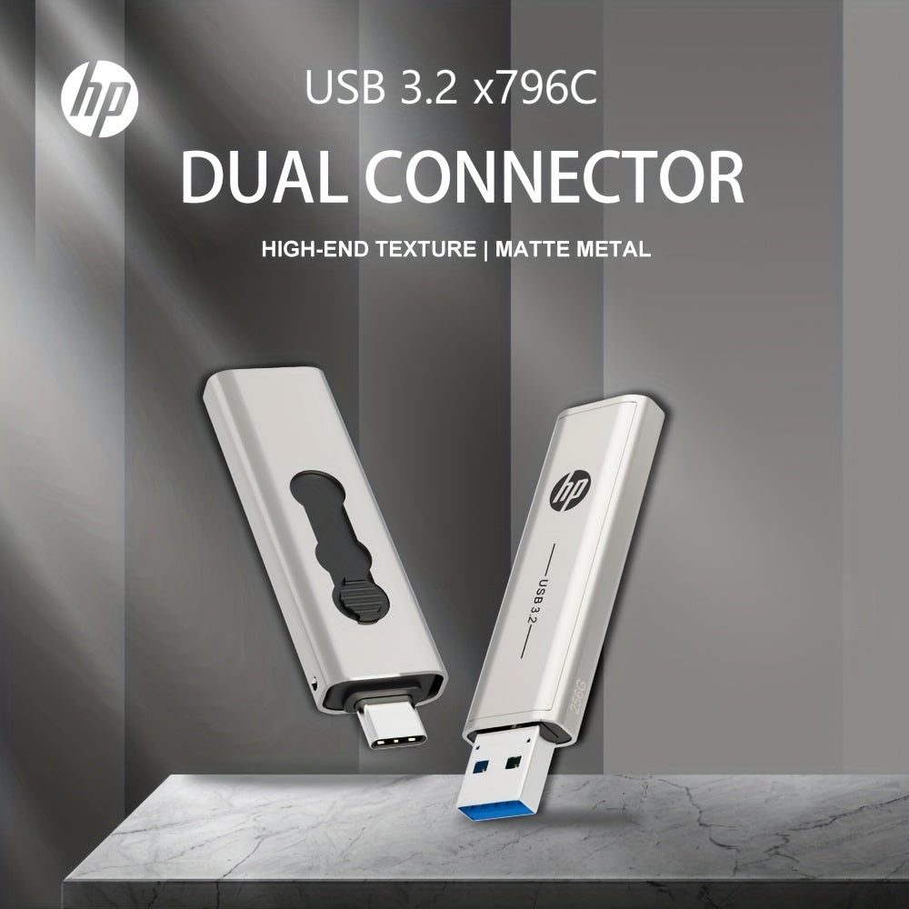 HP USB Type C Flash Drive Available in 64GB, 128GB, And 256GB - Fast Performance And Dual Interface for OTG Compatible Devices.