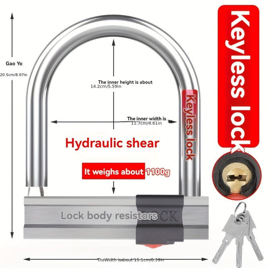 Bicycle U-Shaped Bicycle Lock, Bicycle Electric Scooter, Motorcycle, Anti-Theft Door, with 3 Keys, Suitable for Road Bikes And Mountain Bikes