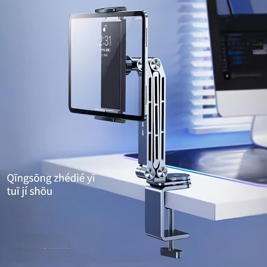 XiaOtian Adjustable Aluminum Tablet Stand - 360° Rotating, Foldable Desk Mount for iPad & More, Multi-Angle Tilt, Stable Lightweight Design for Office & Home Use, iPad Desk Mount