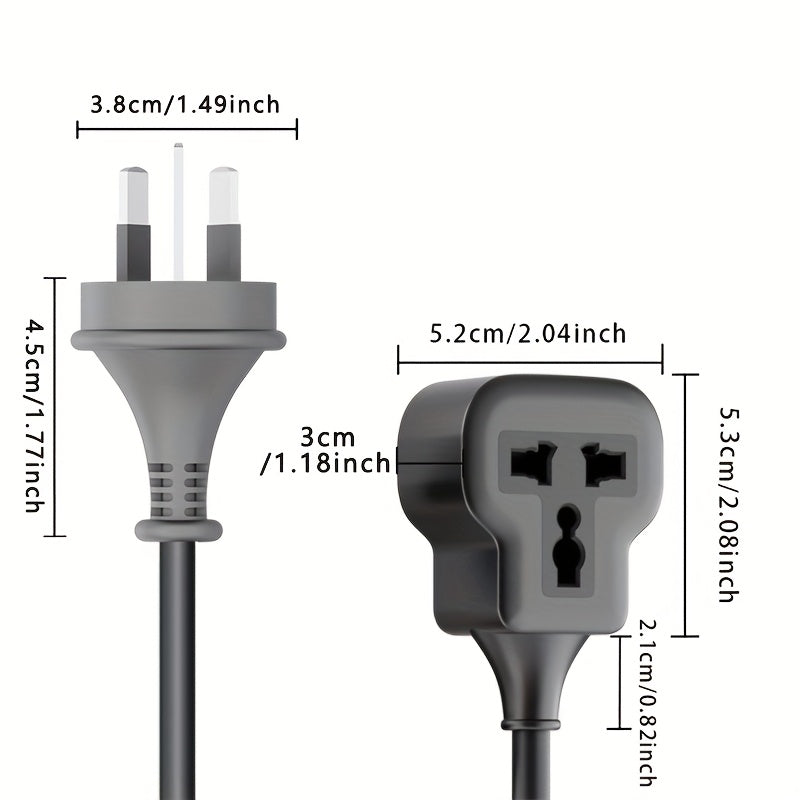 Single Extension Cord Featuring a Single Australian Plug, Available in Lengths of 1M, 1.8M, 3M, 5M, 7M, 10M, 15M, And 20M, with a Power Capacity of 2500W. It Is Flame Retardant Up to 750 Degrees And Is Suitable for Use in Kitchens, Bedrooms, Workshops, A