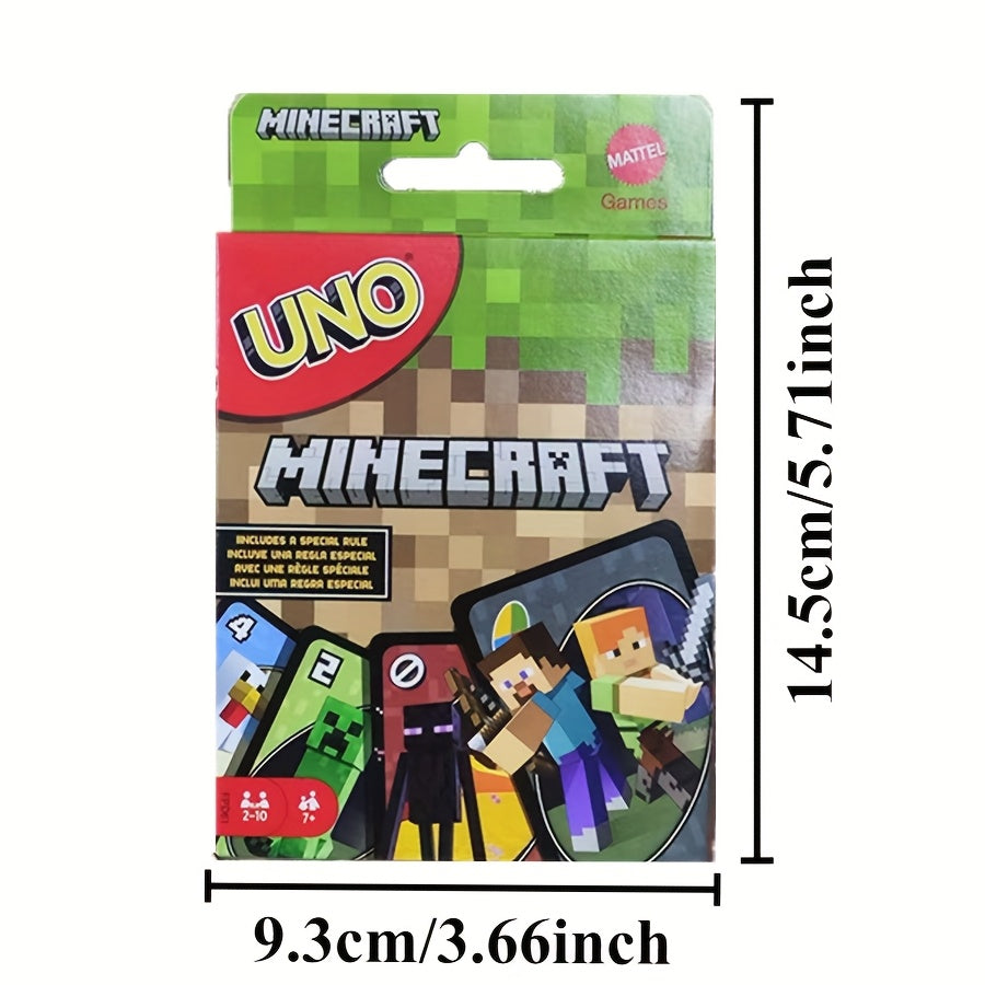 112pcs UNO Minecraft Edition Cards - Fun Multiplayer Card Game with Exclusive Minecraft Artwork, Creeper & Zombie Designs, Perfect for Social Gatherings, Parties & Events, Card Game Accessories, Party Game Cards, Vibrant Card Art, Durable Card Material
