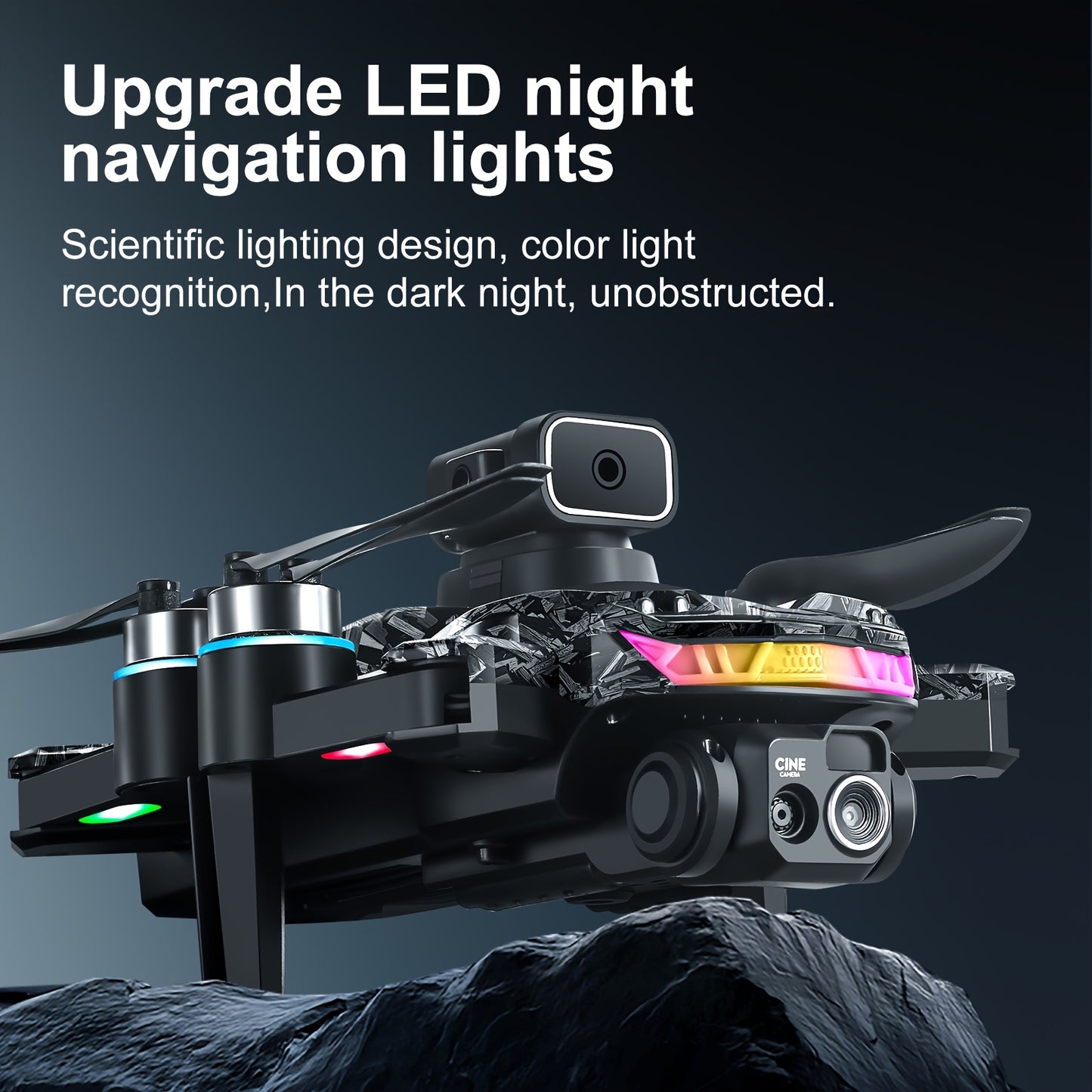 GJV S160 Foldable Quadcopter Drone with Dual 1080P Cameras, 4 Obstacle Avoidance Modes, Adjustable Lighting, WiFi Control, 2000mAh Battery - Beginner-Friendly Outdoor Aerial Photography & Videography, Beginner Drone, Sleek Drone Design, Highquality Drone