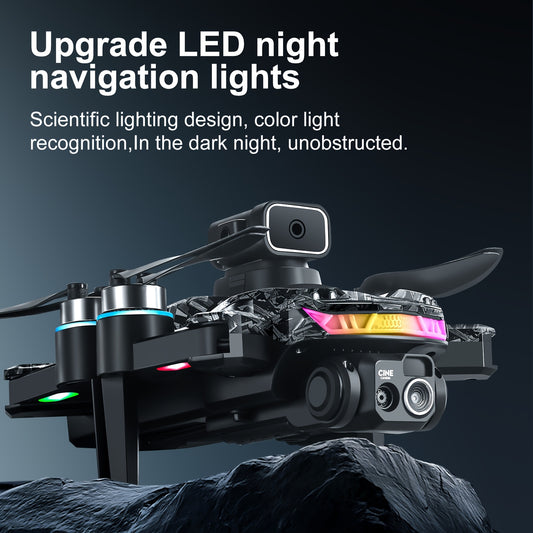 GJV S160 Foldable Quadcopter Drone with Dual 1080P Cameras, 4 Obstacle Avoidance Modes, Adjustable Lighting, WiFi Control, 2000mAh Battery - Beginner-Friendly Outdoor Aerial Photography & Videography, Beginner Drone, Sleek Drone Design, Highquality Drone