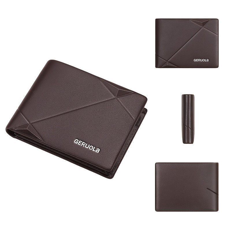 Men's Genuine Leather Short Wallet with Large Capacity Card Slots, Holiday Gift Top Layer Cowhide RFID Blocking Credit Card Holder Portable Cash Business Office Commute Anniversary Birthday Valentine's Day Gift Leather Wallet Father's Day Present