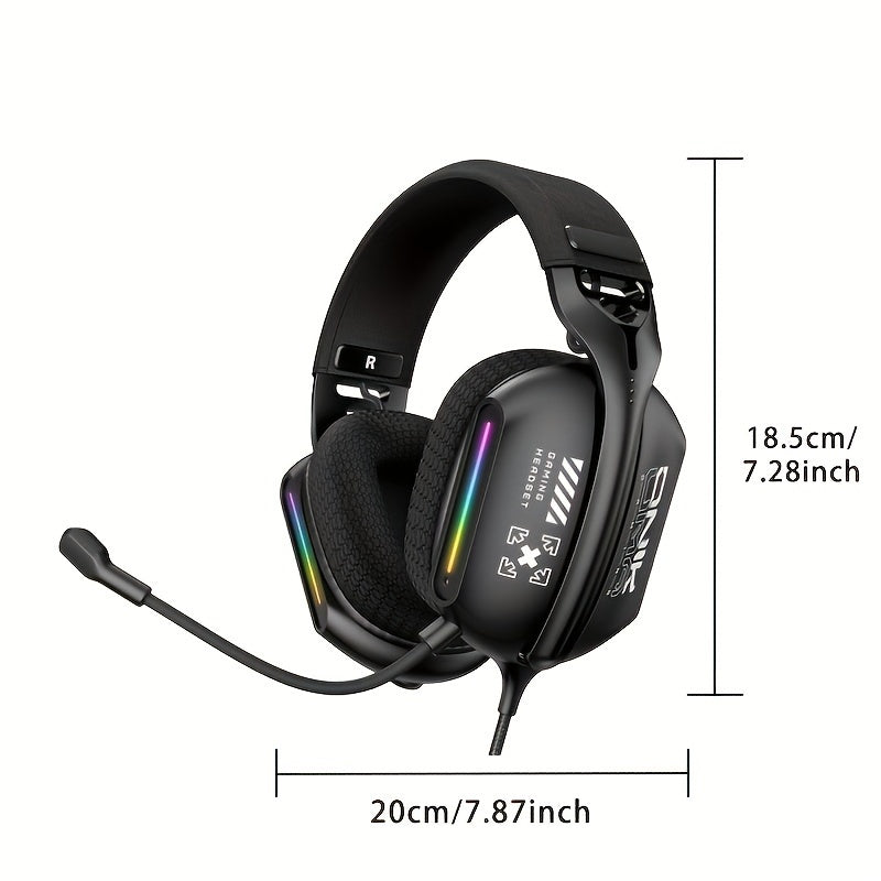 ONIKUMA Over-Ear Gaming Headphones with Full Coverage Padded Ear Cups, Flexible Mic & Button Controls - USB Wired Headphones for PC, Movies, Games, Anime, and More