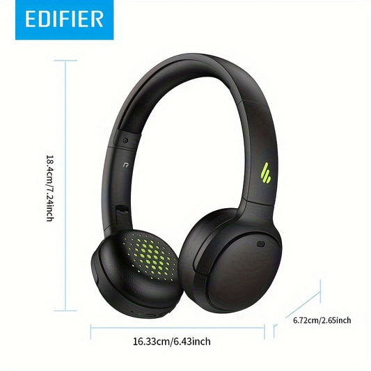 Edifier WH500 Noise Cancelling Wireless Headphones with Deep Bass, Foldable and Lightweight Over Ear Headset with Microphone, 40H Playtime, Fast Charging, Low Latency, EQ Via App