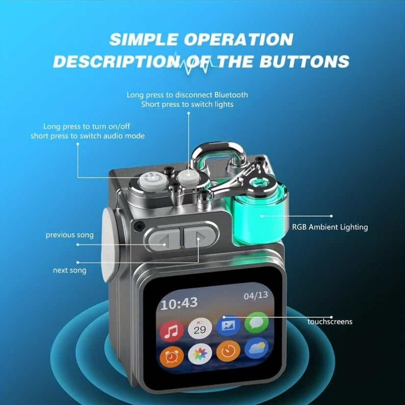 Portable Small BT Speaker with Touch Screen/HD Sound/LED Lights/Wireless Stereo Pairing/BT5.4, All In One Wireless Mini Speaker for Outdoor/Travel/Home/Party/Beach/Camping/Hiking