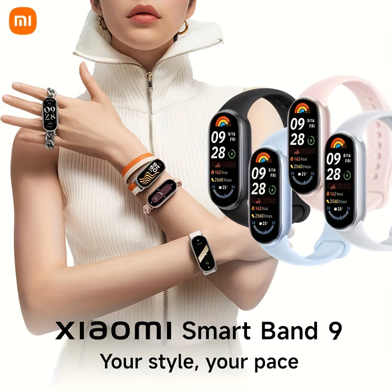 Xiaomi Smart Band 9, 4.11 cm AMOLED Display, 233mAh Battery, Up to 21-Day Battery Life, BT Wireless 5.4, 60Hz High Refresh Rate, 15.8g Lightweight and Comfortable to Wear, 150+ Sports Modes, Hundreds of Watch Faces, Smart Watch Fashion Watches for Men &