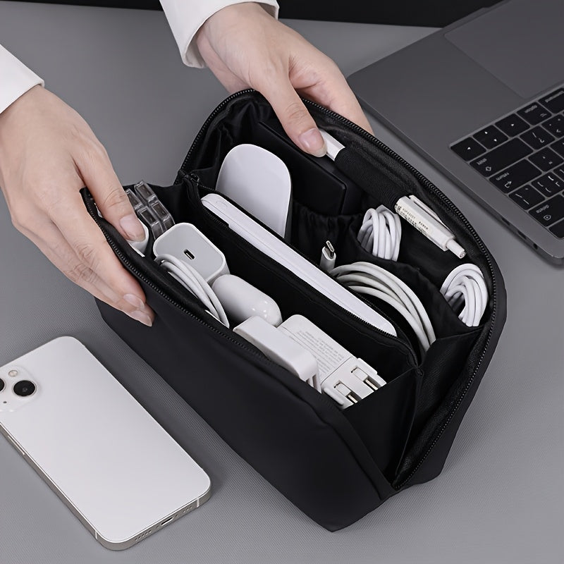 Inner bag, storage pouch, black digital organizer, gray digital organizer, sports camera, photography accessories, USB flash drive, charger cable, categorized storage, travel portable bag