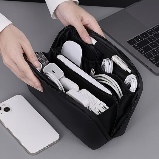Inner bag, storage pouch, black digital organizer, gray digital organizer, sports camera, photography accessories, USB flash drive, charger cable, categorized storage, travel portable bag