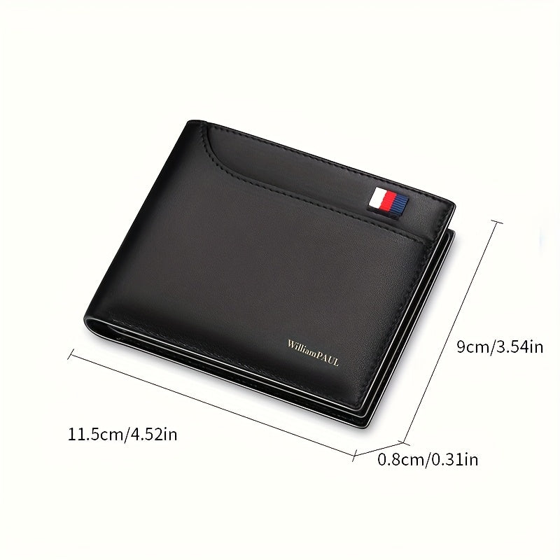 WilliamPAUL Men'S Genuine Leather Short Wallet - Slim Lightweight Elegant Design with Multiple Card Slots, Cash Compartment & ID Holder for Everyday Use - Perfect Gift for Christmas, Valentine'S Day, Father'S Day, Everyday Wallet | Sleek Wallet | Texture