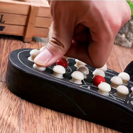 Men's Rotating Acupressure Massage Slippers - Ergonomic EVA Sole Reflexology Foot Massager with Pressure Point Stimulation, Slip-On Design for Home & Casual Use, All-Season Comfort (Black), Therapeutic Footwear, Soft Cushioning, Wellness Enthusiasts