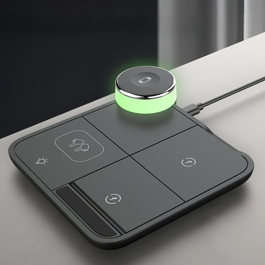 15W Fast 3-in-1 Wireless Charger - Universal for Apple Android/iWatch/Wireless Earphones, Desktop Bedside Gadget Recommended Self-Use Gift Box