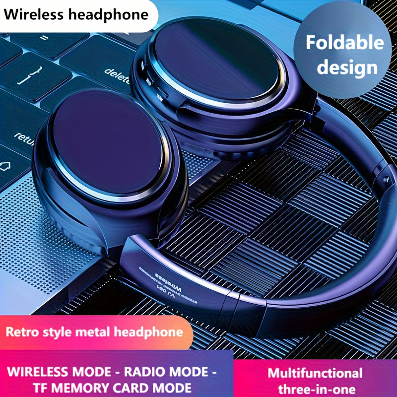 J901 HiFi Wireless Headphones, 5W Condenser Mic, Sound Isolation, Push Button Control, 3.5mm Jack, Rechargeable Lithium Polymer, Non-Waterproof, Compatible with Tablets, for Exercise, Portable Folding Design, Supports Call Control, No Cable Included