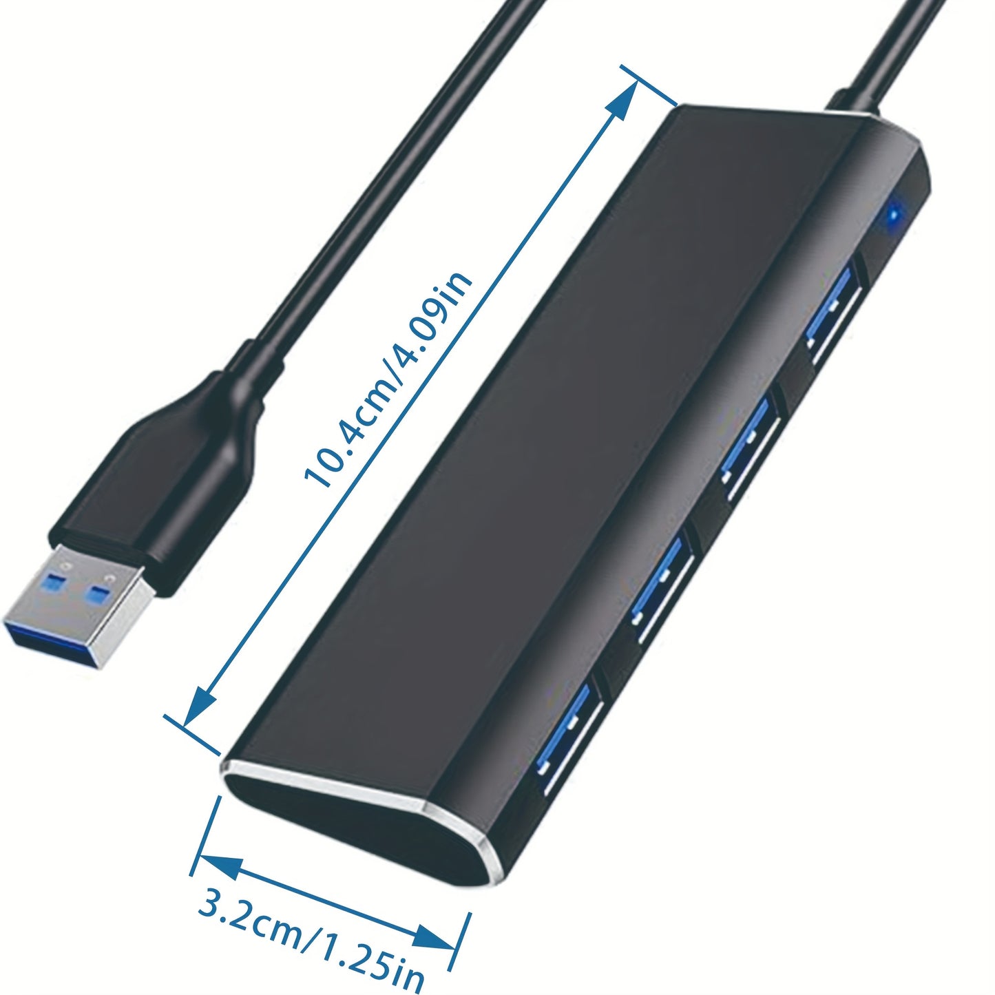 USB3.0 4-Port Hub, Plug and Play, Lightning Fast Speed for MacBook, Mac Pro/Mini, iMac, XPS, Surface Pro, PC, USB Flash Drives, Hard Drive, etc
