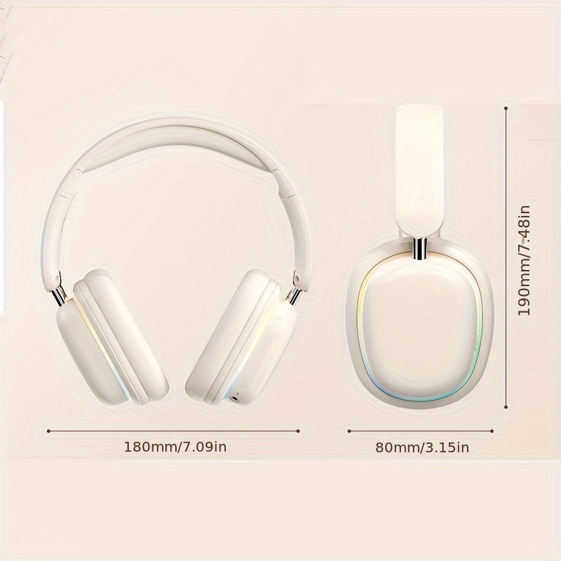 New Wireless Headphones, Foldable, Noise Cancelling, Stereo, Low Game Latency, Comfortable Faux Leather, Exquisite Electroplating, Pain-Free Round Cotton V5.3, HD Calling, HIFI Bass, Long Battery Life, Suitable for Running and Jumping Rope, etc., Electro