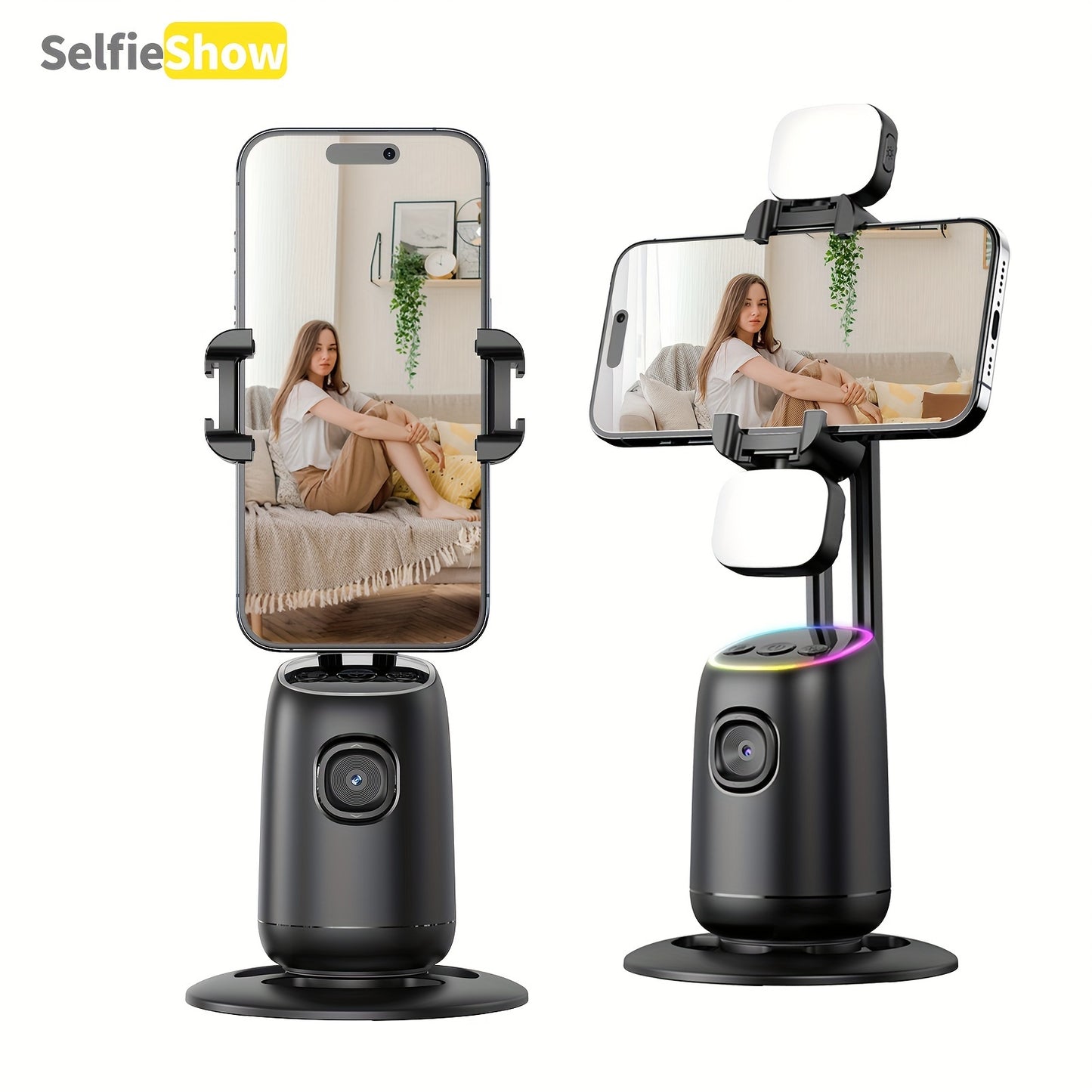 AI Intelligent Dual Cold Shoe Interface 360°Face Tracking Gimbal. Suitable for all kinds of Apple phones, for SamSung and other smart phones. Christmas gifts, Halloween gifts, birthday gifts, photography and video equipment, travel equipment, outdoor equ