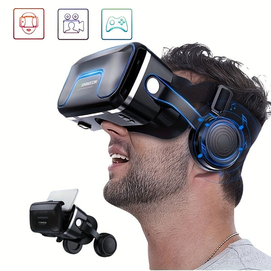 Universal VR Headset for Smartphones - 3D Virtual Reality Glasses Fits 11.94-16.51 cm Screens for Movies & Games, Compatible with Android & iOS Devices, Includes Adjustable Headband & Comfortable Ear Cushions, Virtual Reality Headset, Gaming Accessory, M