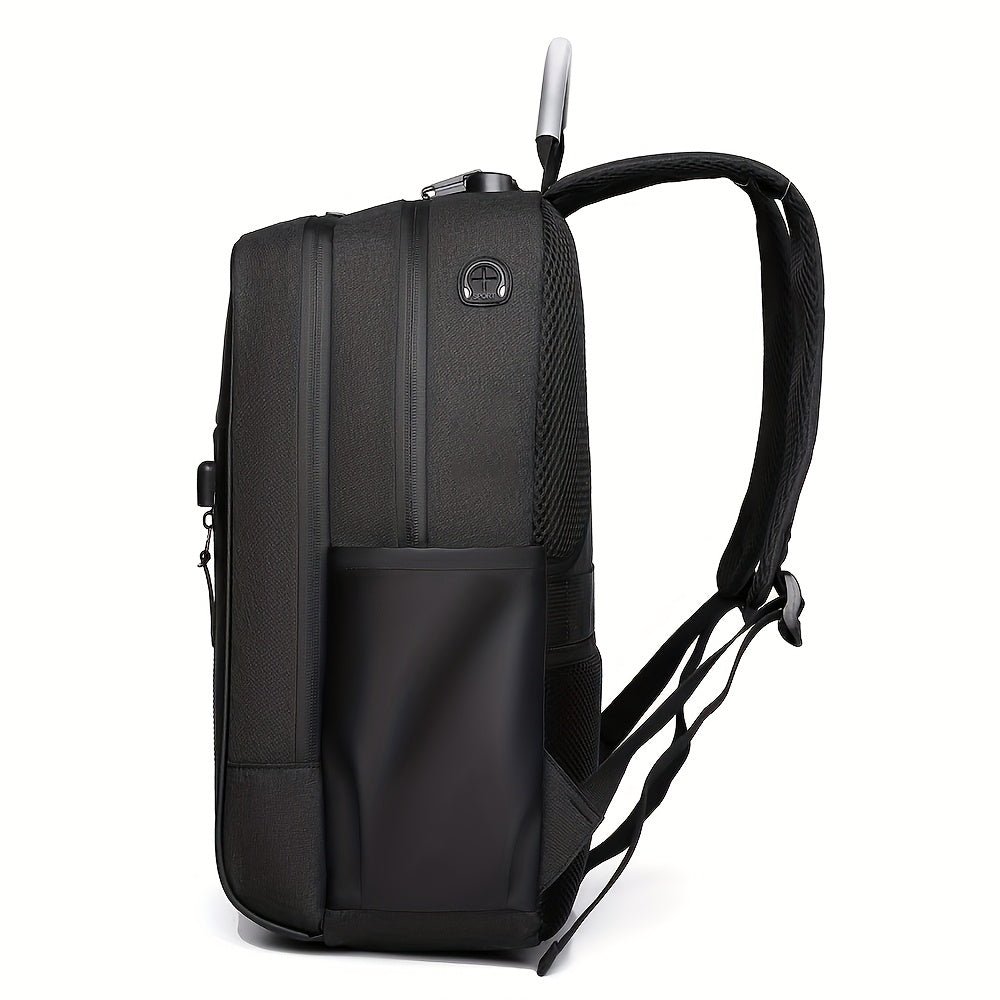 Unisex Anti-Theft Lockable Backpack - Lightweight Oxford Fabric, Multiple Compartments & Adjustable Shoulder Straps for Commuting, Travel, School, and Work - Black, Backpack for Travel, Commuting, and Work, Secure Travel Gear, Sleek Design, Secure Zipper