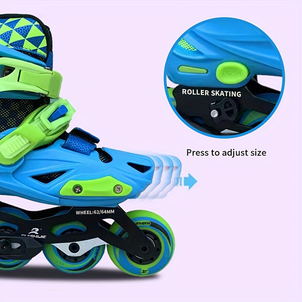 Unisex Kid's Professional Fashion Inline Skates Shoes, Adjustable Roller Skates For Boys Girls