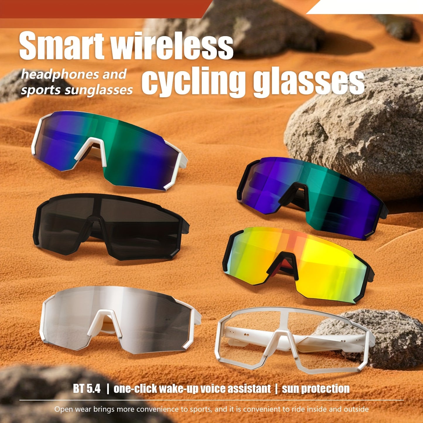 Unisex Smart Casual Glasses Smart Wireless Glasses, Smart Wireless Audio Glasses, Suitable for Men And Women, Sports/Outdoors with Protection, Cycling, Driving, Fishing, Running