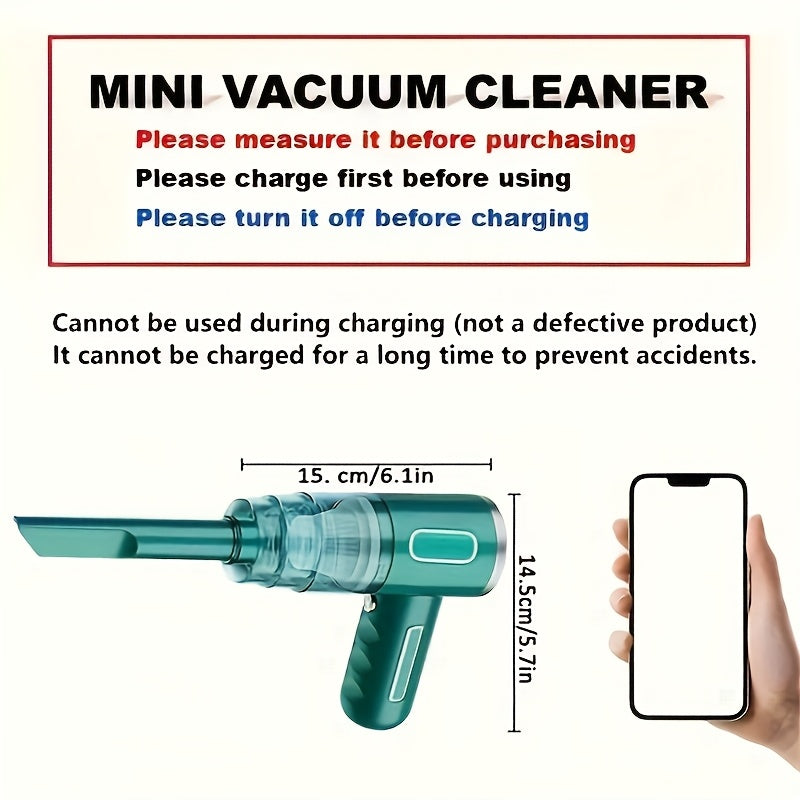 Upgraded Cordless Handheld Vacuum - Enhanced Cyclone Suction, Wireless and Rechargeable with Powerful Power - Portable for Easy Cleaning of Cars, Office, and Home - Durable Battery Ideal for Quick Cleanup