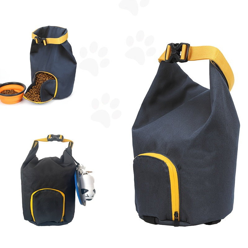 Foldable Dog Food Travel Container - Durable Fabric Pet Snack Bag with Multiple Compartments, Ideal for Camping, RV Trips, Hiking, Easy to Clean, Holds Up to 2.27 KG, Pet Food Storage | Stylish Pet Bag | Portable Design
