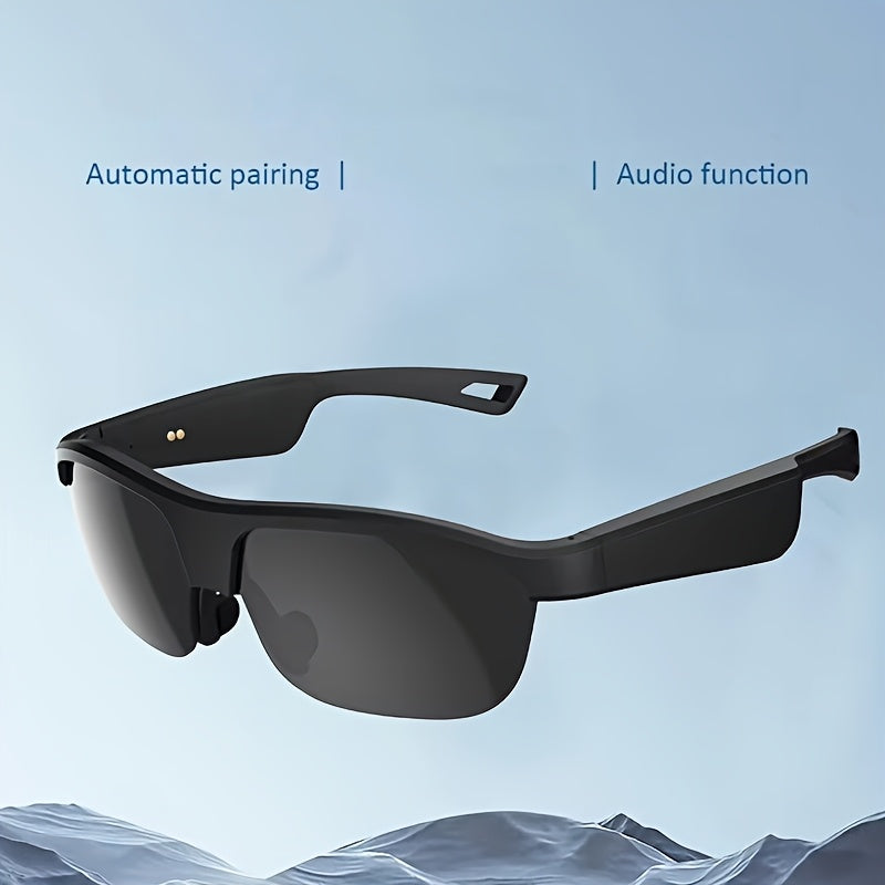 Wireless Wireless Glasses Headphones - USB & Battery Powered, Black Frame, Ideal for Sports & Driving, Music Playback, Hands-Free Calls, Comfortable Earphones with Active Noise Cancellation, Sport Headphones | Sleek Black Frame | USB Charging Headphones