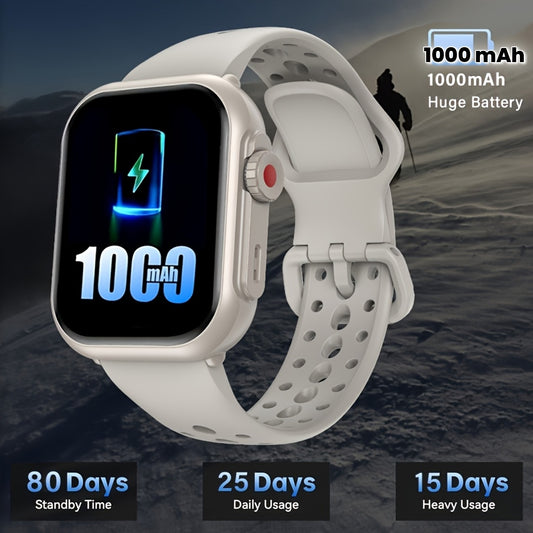 New high-capacity battery smart watch, compatible with Android/iPhone, 1000mAh large battery, long battery life, HD voice call smart watch, multiple sports modes, suitable for outdoor sports, unisex sports watch