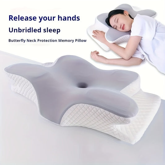 1pc Cervical Pillow, Slow Rebound Cool Soft Pillow, Ergonomic Orthopedic Sleep Neck Contour Support Pillow for Side Sleeping, Orthopedic Support, Machine Washable Pillowcase - Perfect for Sleep, Ergonomic Orthopedic Pillow for Side, Back, And Stomach Sle