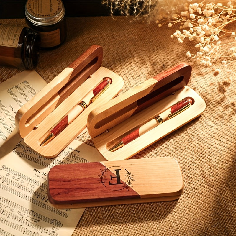A Personalized Luxury Wooden Ballpoint Pen Set, Perfect As a Gift for Weddings Or Holiday Gatherings, Featuring a Smooth Writing Tip And Engraved with a Name, Making It an Ideal Choice for Birthdays, Father'S Day, Mother'S Day, And Christmas.